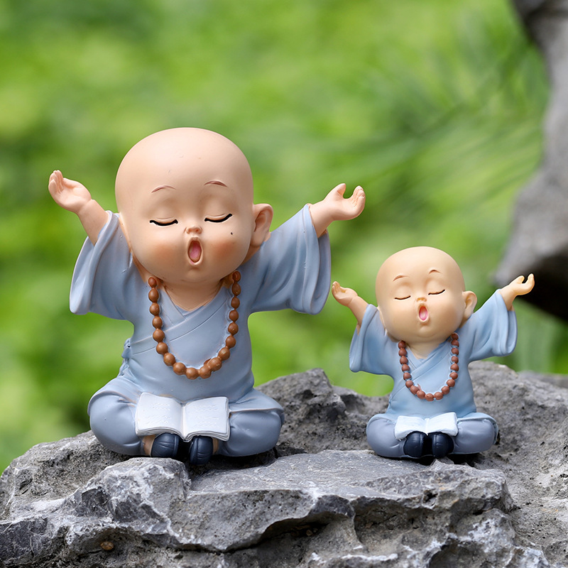 可爱四不小和尚创意少林小娃娃车内树脂工艺摆件情侣礼物061