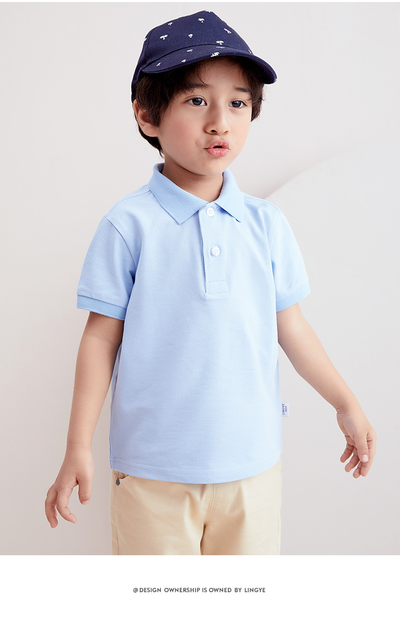 【零也实体品牌童装】小学生夏装儿童翻领polo衫幼儿园班服纯色t