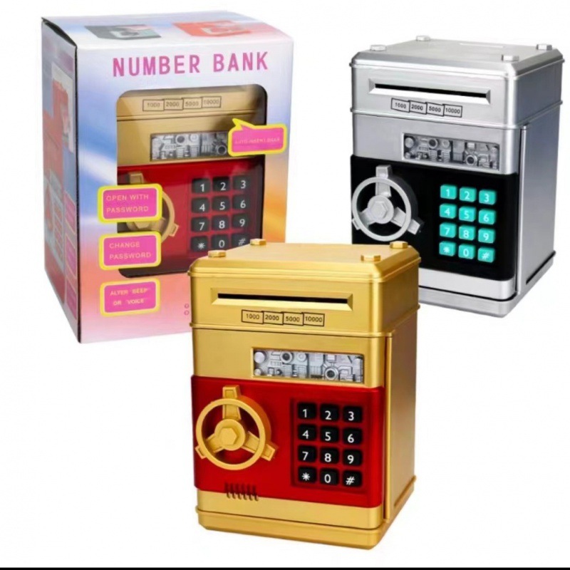 cartoon password suitcase coin bank atm safe box automatic roll money savings bank cash deposit machine children‘s toys