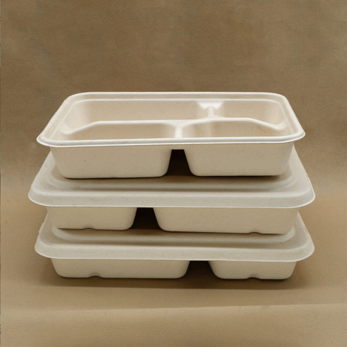 可降解餐盒一次性餐盒多格打包盒甘蔗浆三格餐盒外卖打包盒批发