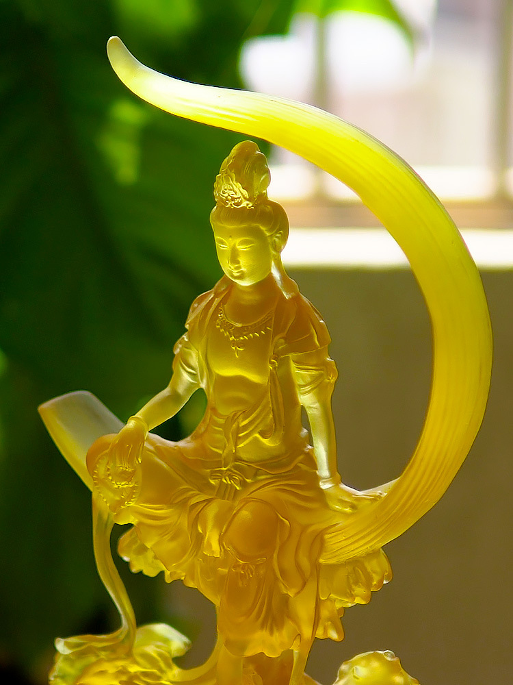 古法琉璃水月观音祝福观世音菩萨佛像礼盒装摆件佛具工艺品