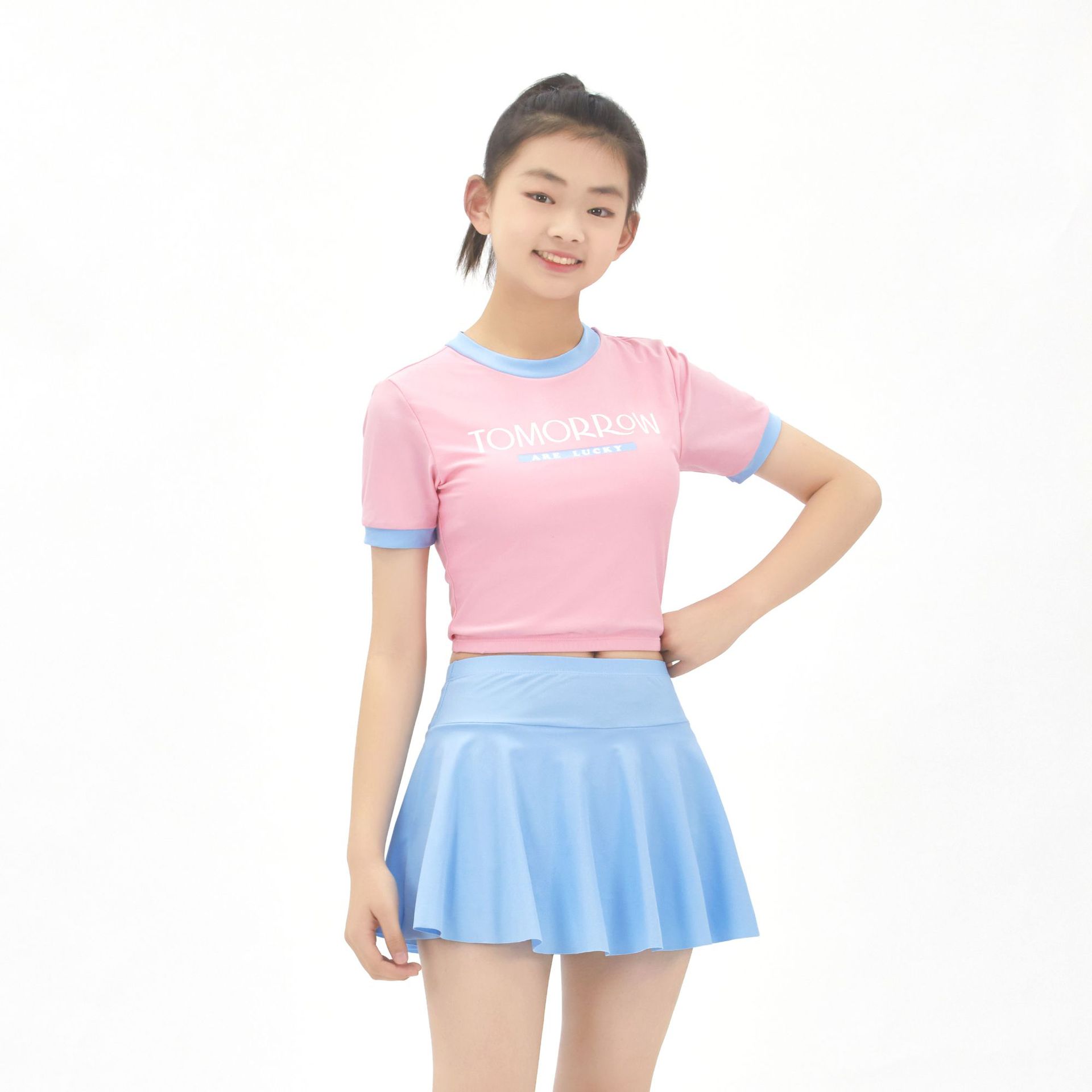 儿童泳衣女童女孩中大童初中生分体游泳衣10岁12岁少女青少年泳装