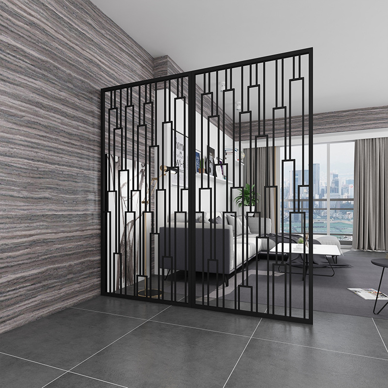 铁艺欧式屏风隔断玄关客厅过道落地镂空入户门厅柜办公室双面屏风