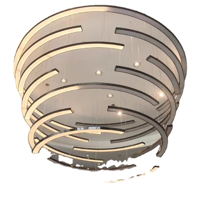 中山工厂非标定制弧形灯办公灯圆弧灯异形灯圆环健身房工程大吊灯