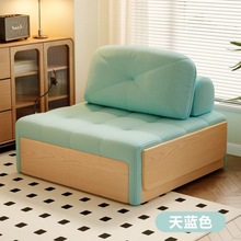 新款沙发床奶油泡芙布艺实木两用小户型多功能折叠伸缩单人沙发床