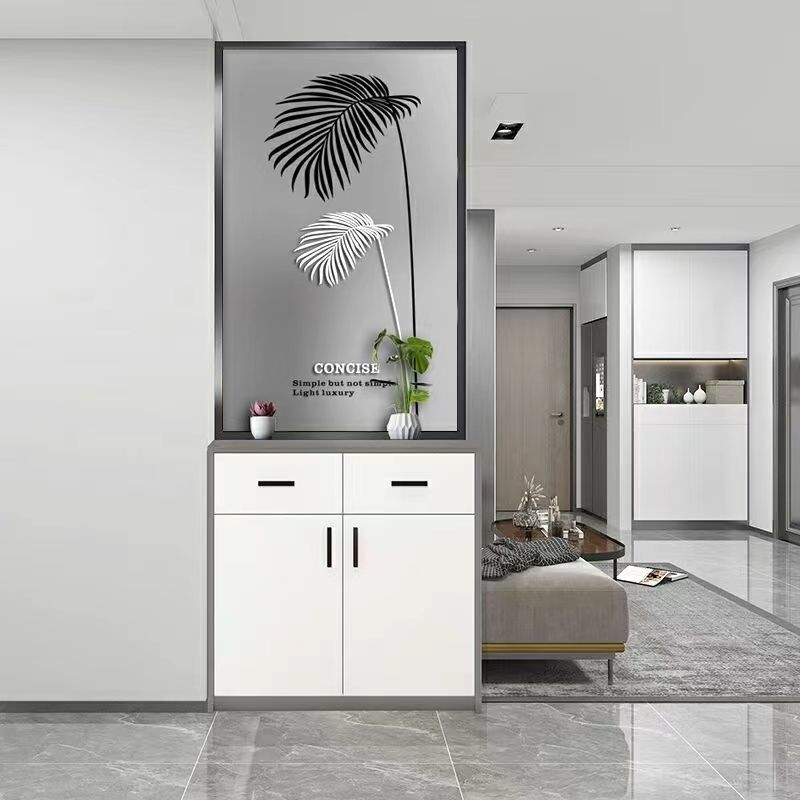 隔断玻璃屏风柜客厅隔断柜简约现代艺术玻璃家用入户玄关柜轻奢