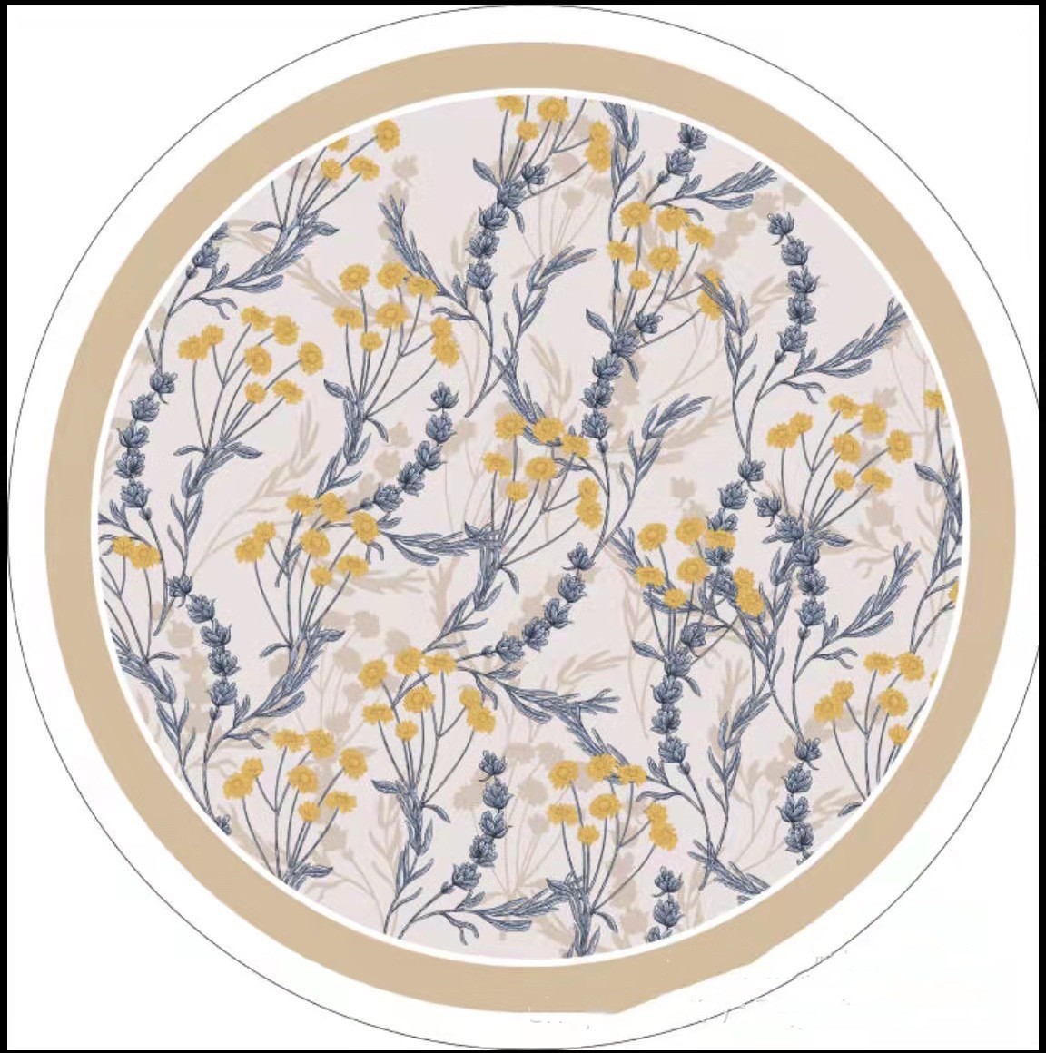 ins韩风圆形美式手绘花鸟客厅地毯少女衣帽间卧室书房花朵床边毯