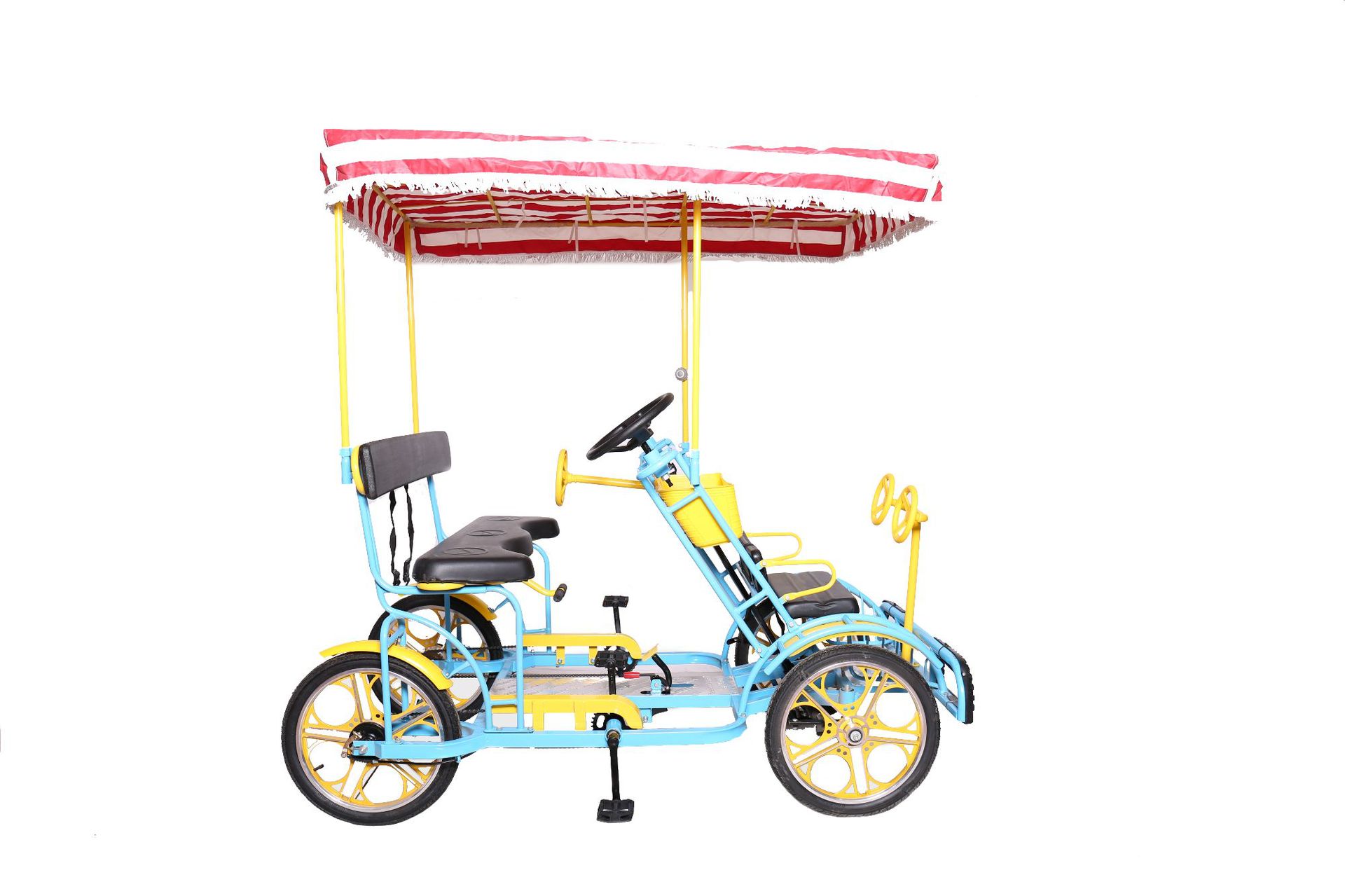 厂家销售奥威特四轮观光车游览车多人车脚踏车旅游车脚刹塑胶车篮