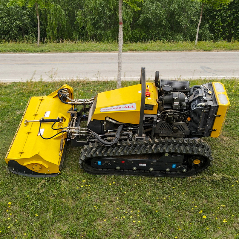 河堤爬坡割草除草机 燃油动力大马力割草大型履带遥控除草割草机