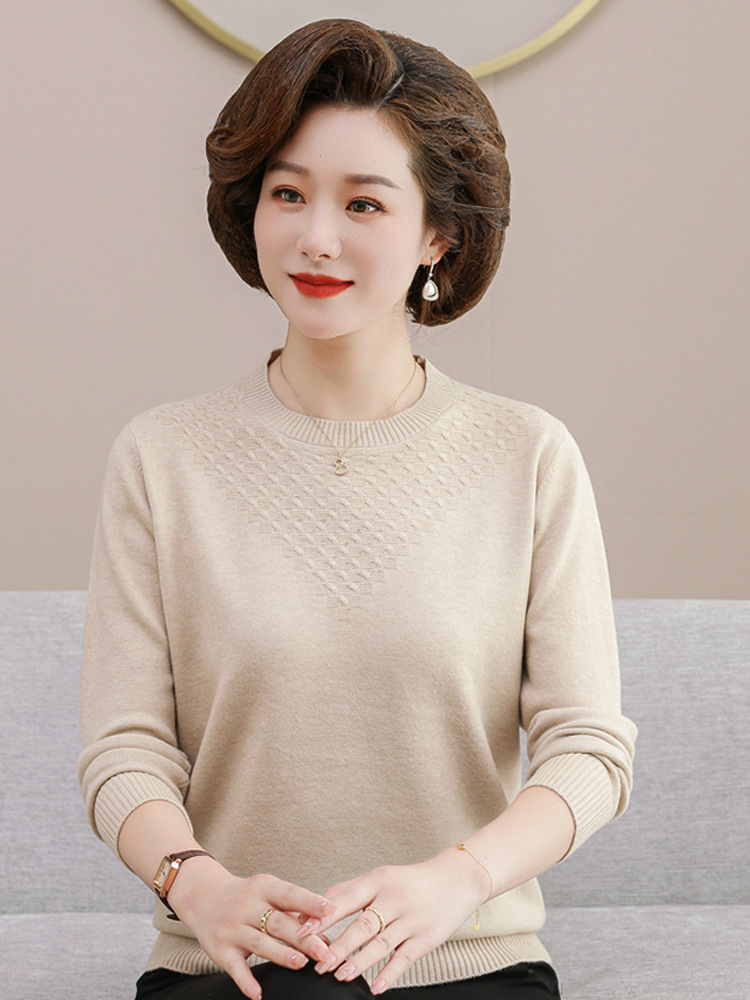 衣服秋装打底衫50岁60岁岁内搭圆领中老年人羊毛衣春秋女中年上妈