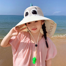 儿童渔夫帽春夏季女童沙滩防紫外线大檐盆帽男童带披肩遮阳太阳帽