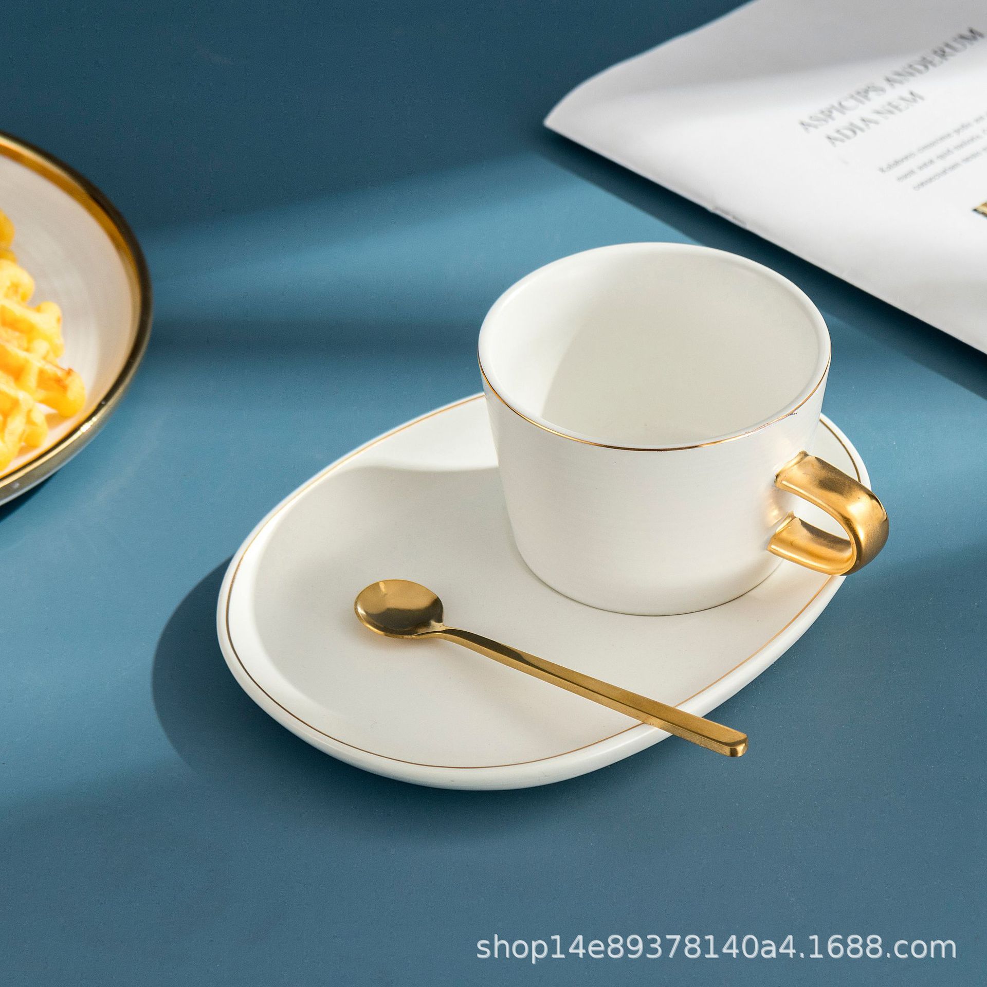 Cross-Border European-Style Good-looking Ceramic Cup & Saucer Set Business Meeting Mug Tableware Afternoon Tea Coffee Cup Wholesale