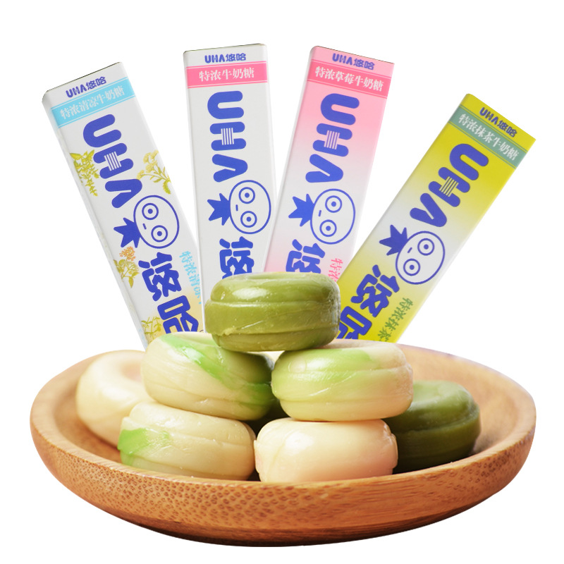 uha悠哈特浓牛奶糖夹心糖40g条糖硬糖儿童休闲零食品婚庆喜糖批发