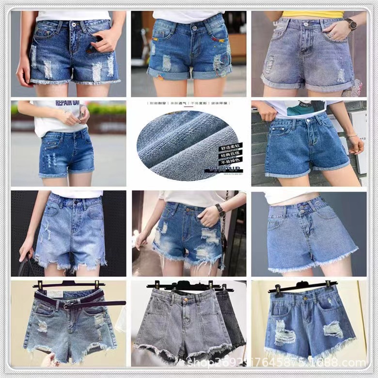 Cross-Border Foreign Trade Denim Shorts Women's Summer New Korean Style Versatile High Waist Slimming Jeans Stall Wholesale