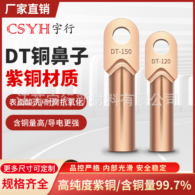 正品国标铜鼻子  铜接线鼻子 铜管鼻 接线端子 DT-10-400MM平方线