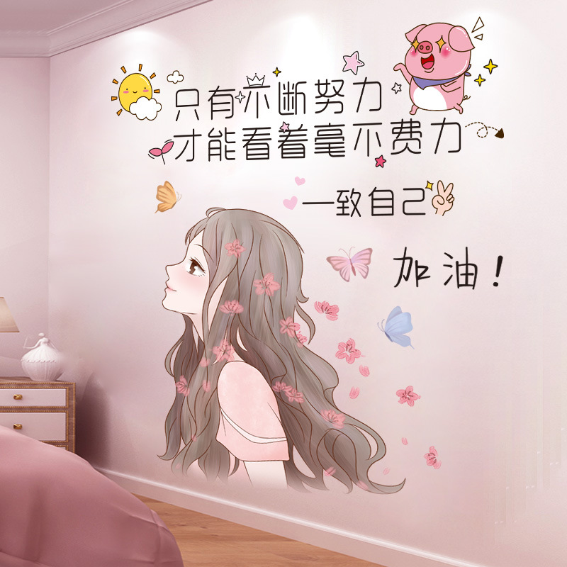 门贴装饰温馨墙纸海报墙贴纸卧室床头小图案房间布置励志女孩贴画