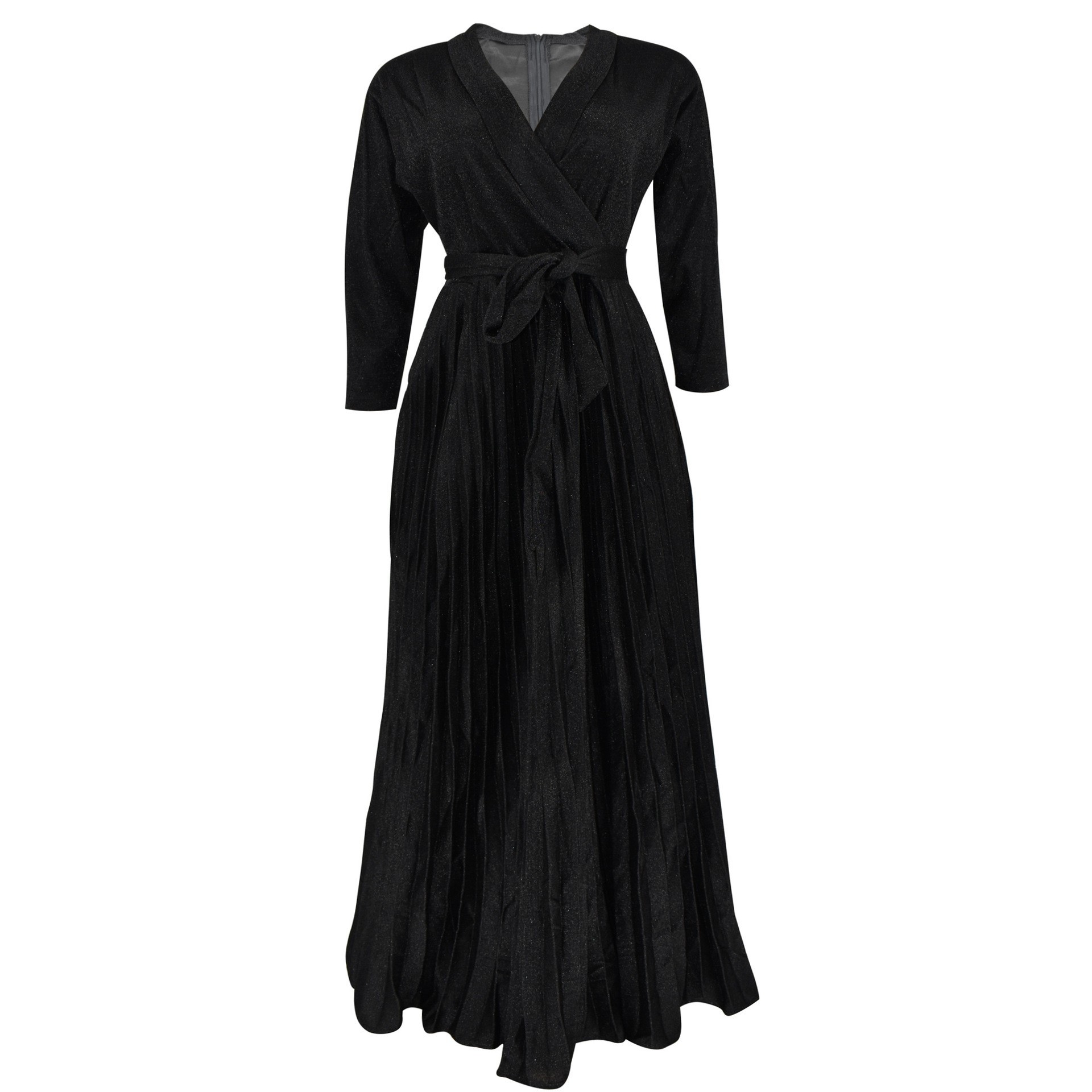 Fashion Cross-Border African Fashion Sexy Night Accounted for Flash Large Swing Dress Sexy V-neck Pleated Skirt with Belt