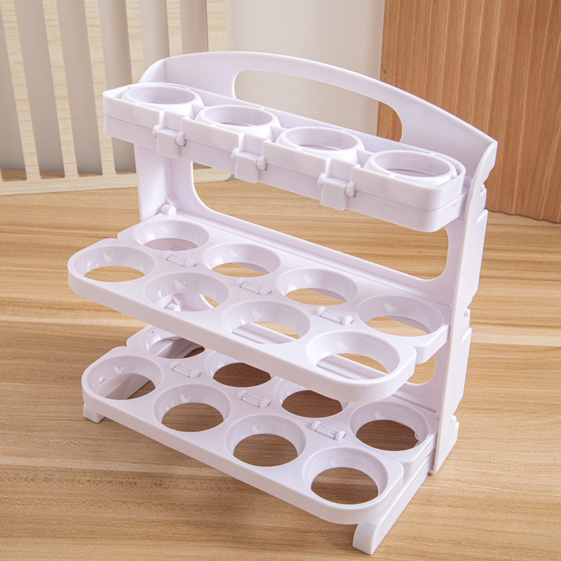 Egg Storage Box Household Refrigerator Side Door Shelf Transparent Grid Egg Holder Kitchen Folding Egg Storage Box Shelf