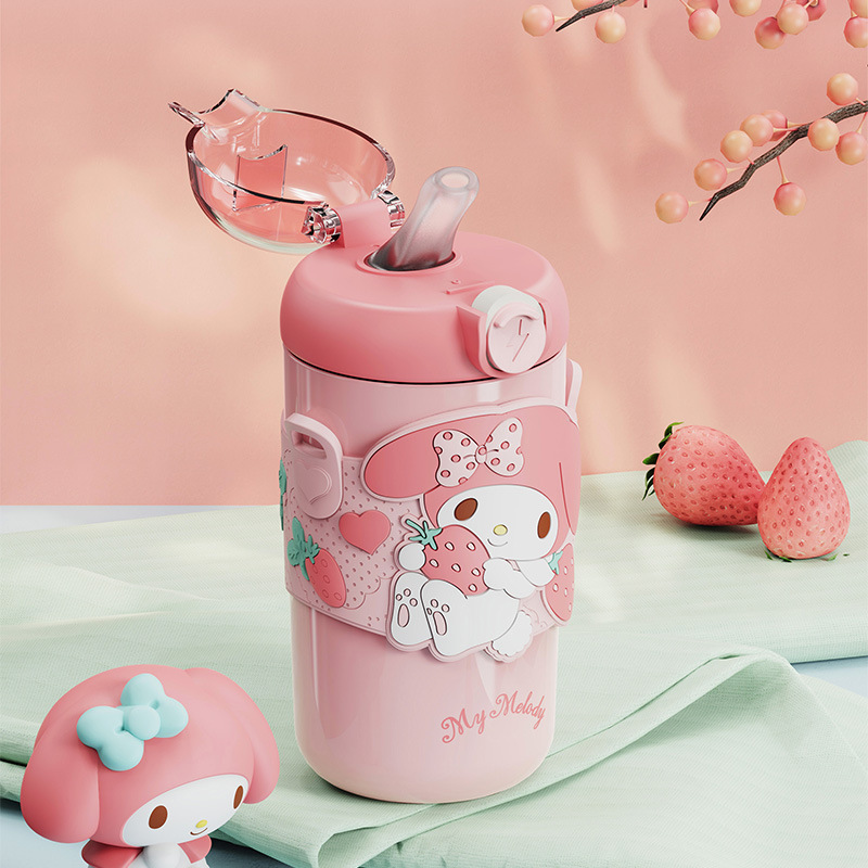 Sanrio Vacuum Cup 316 Stainless Steel Female Student Good-looking Water Cup Cute Children's Straw Internet Celebrity Male Cup