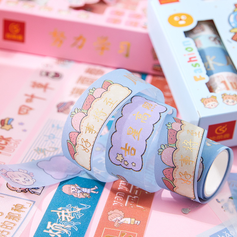 Creative Cartoon Stationery Journal Stickers Gentleman Lei He Paper Adhesive Tape Boxed Cute Printing Diy Journal Material