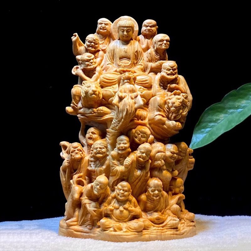 木雕十八罗汉佛像玄关摆件实木雕刻家居桌面文玩工艺礼品-阿里巴巴