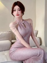 新中式别致独特裙子收腰显瘦气质烫金高级感超好看改良旗袍连衣裙
