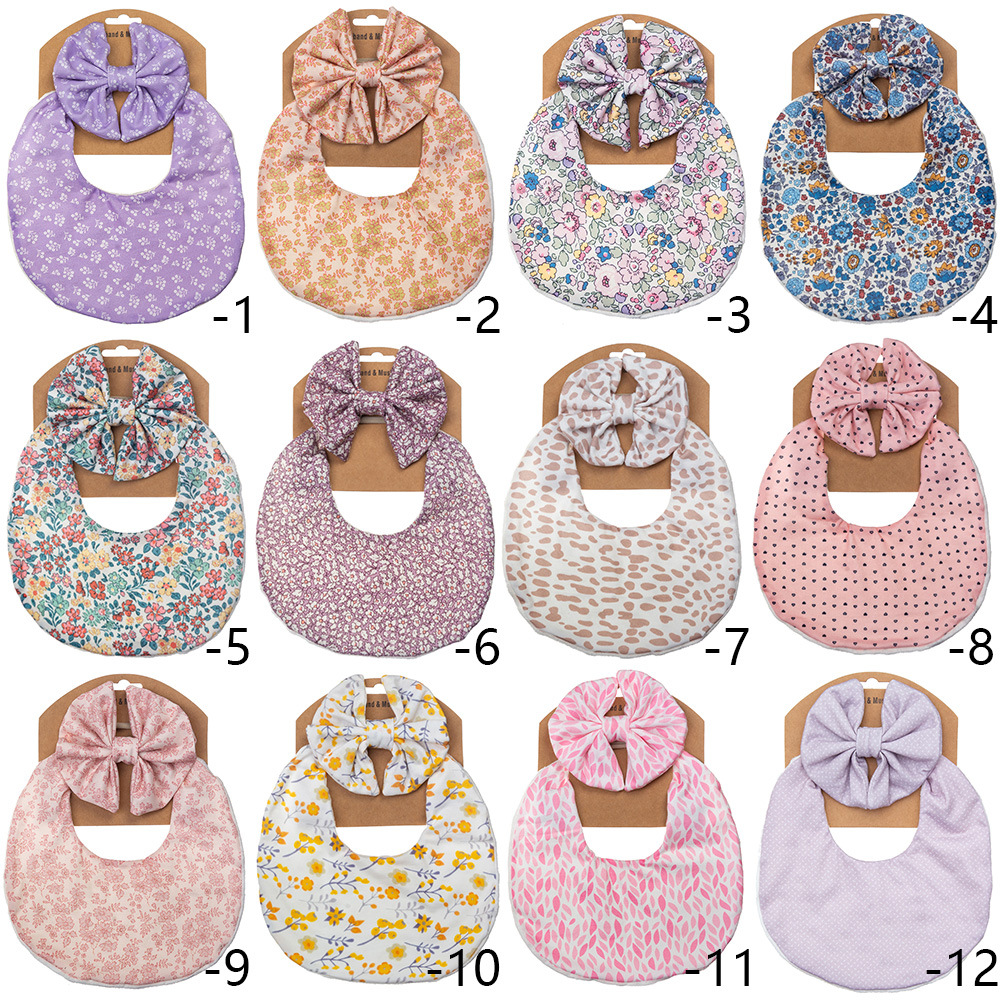 New Baby Double-Sided Cotton Bib Newborn Bib Boys and Girls Anti-Dirty Milk Spilt Prevent Saliva Towel Headband Set