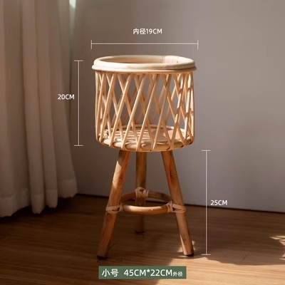 Nordic Instagram Style Living Room Plant Bamboo Weaved Flower Basket Decoration Monstera Deliciosa Rattan Woven Flowerpot Balcony Flower Stand