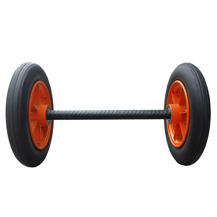 14寸实心轮子橡胶防刺防爆300-8手推老虎车两轮连轴马车轮胎脚轮