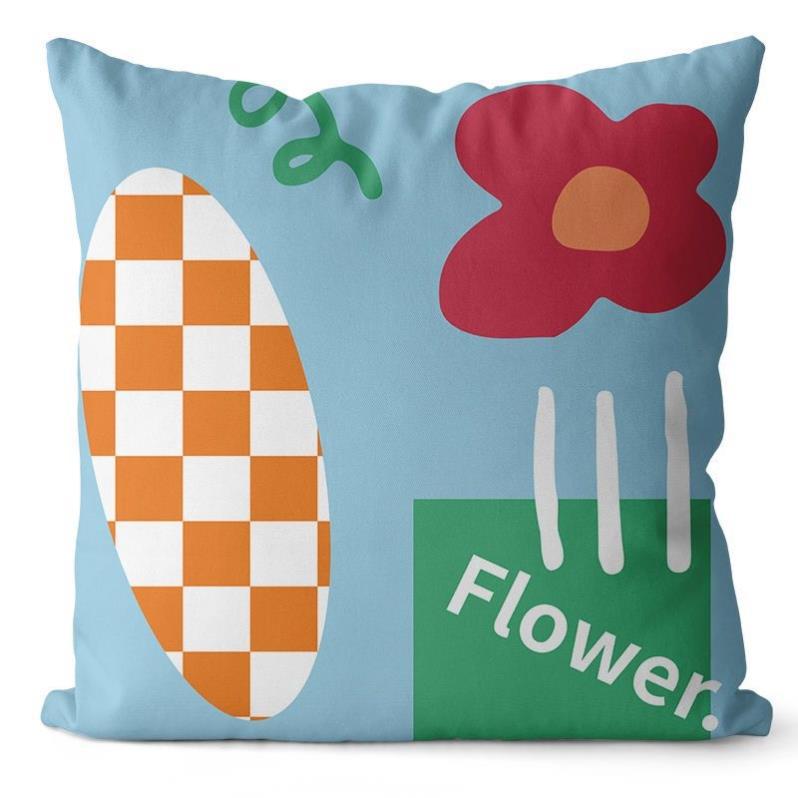 Chessboard Art Flower Printed Pillowcase Fresh Furnishings Dormitory Room Children's Room Bedroom Living Room Pillows