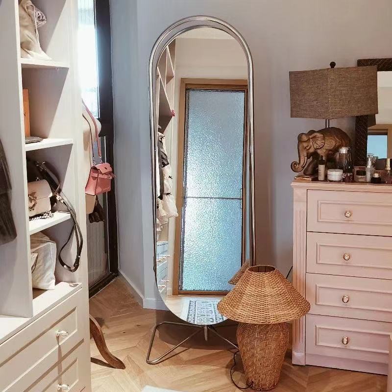 可旋转轻奢不锈钢落地穿衣镜现代家具卧室试衣镜设计师网红全身镜