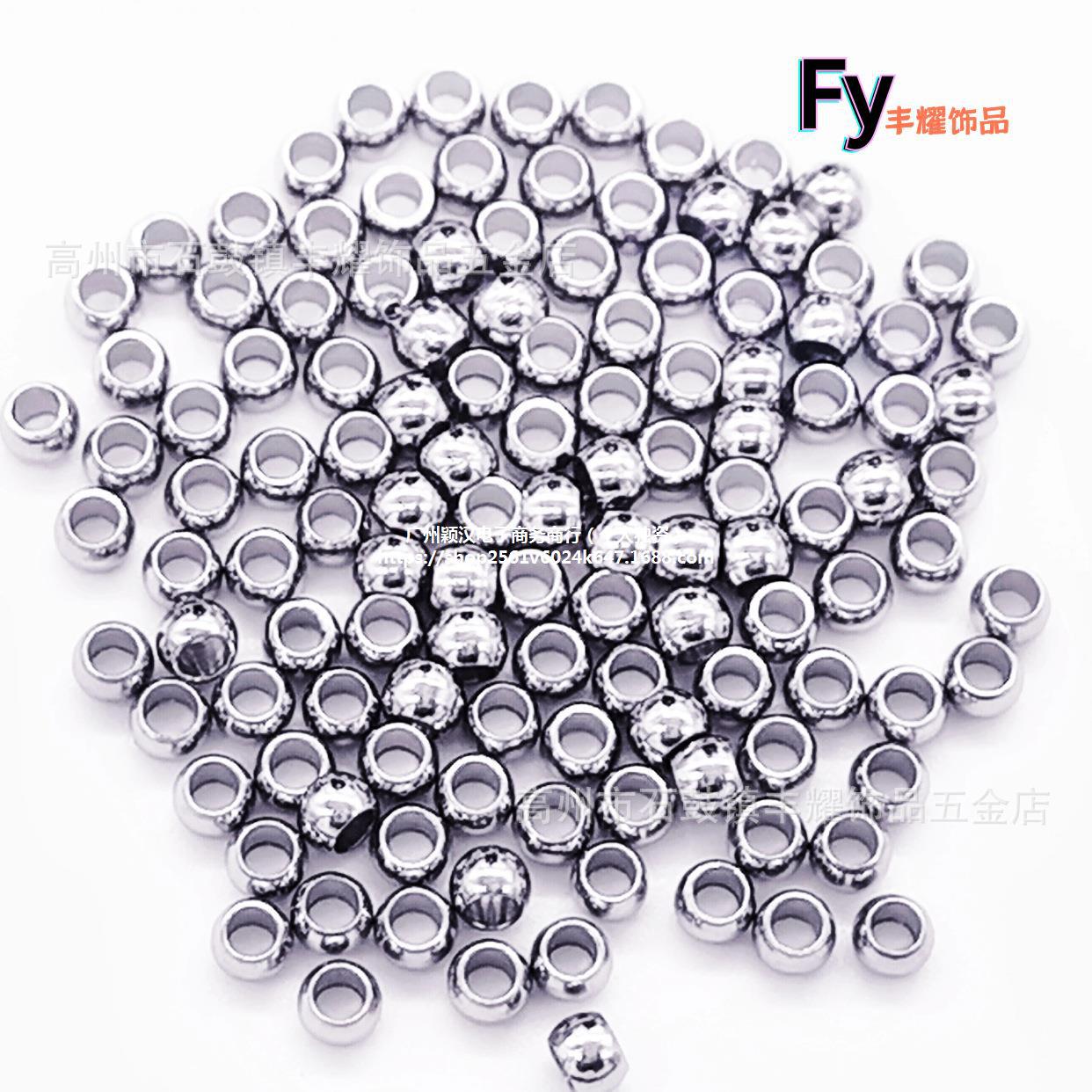 不锈钢球耶稣链珠串珠通孔珠直孔圆珠散珠diy饰品配件跨境热卖