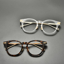 余文乐同款近视眼镜框复古男光学纯钛板材眼镜架带墨镜夹片可配镜