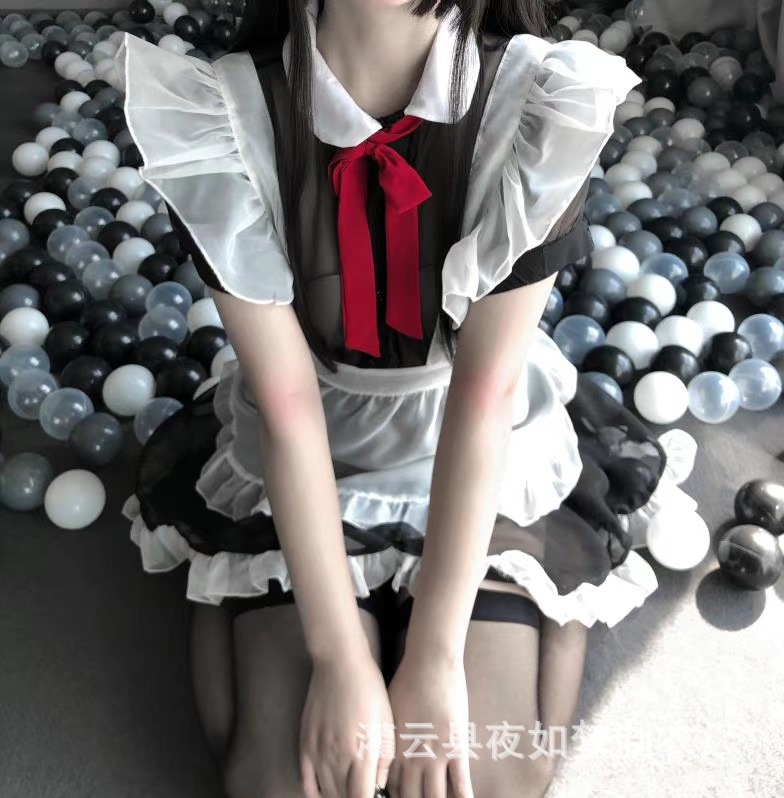 夜如梦情趣内衣制服诱惑绑带围裙网纱透视角色扮演性感女仆套装