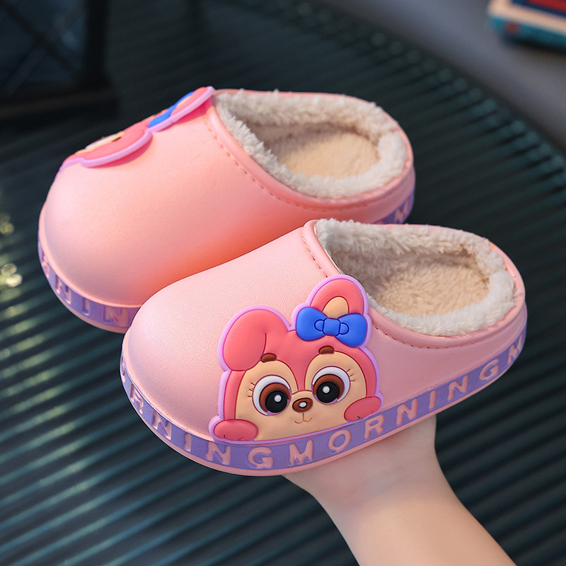 Children's Cotton Slippers Boys' Autumn and Winter Indoor Warm Home Fluffy Cotton Shoes Non-Slip Cartoon Girl Baby Cotton Shoes