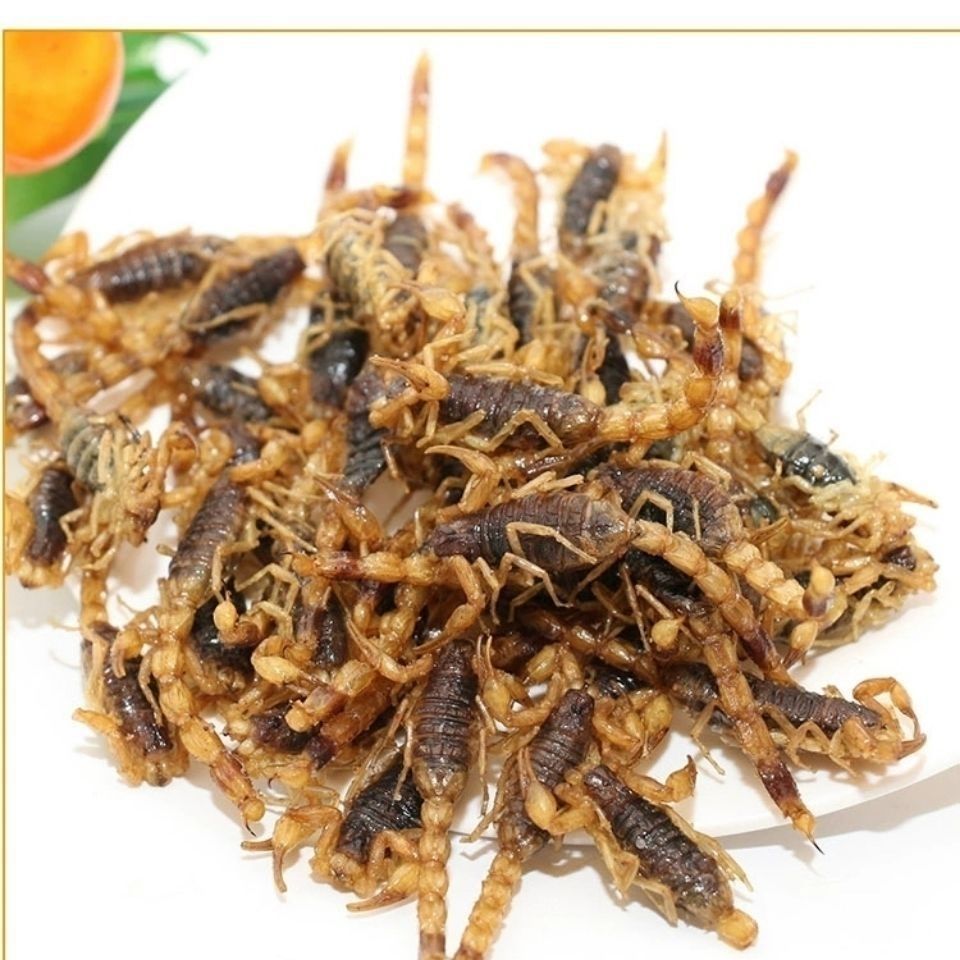 山东沂蒙特产油炸蝎子十足全蝎活体现炸现卖下酒小吃即食美味包邮