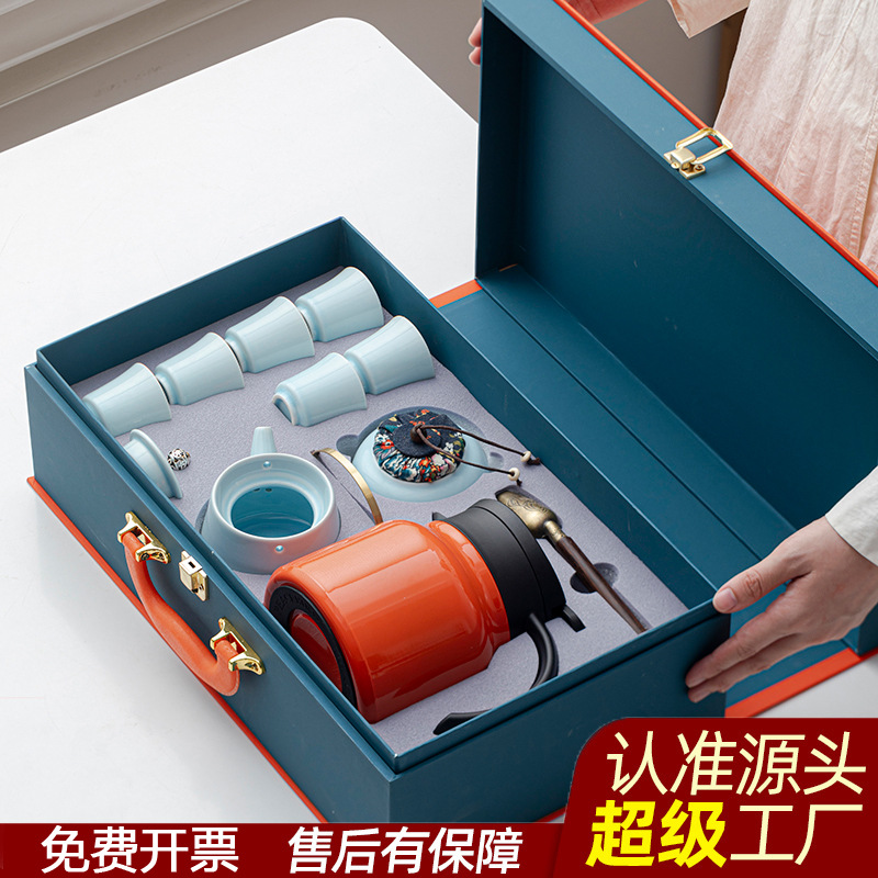 thanksgiving day small gift gift box celadon tea set suit high sense activity hand gift printing logo gift for customers