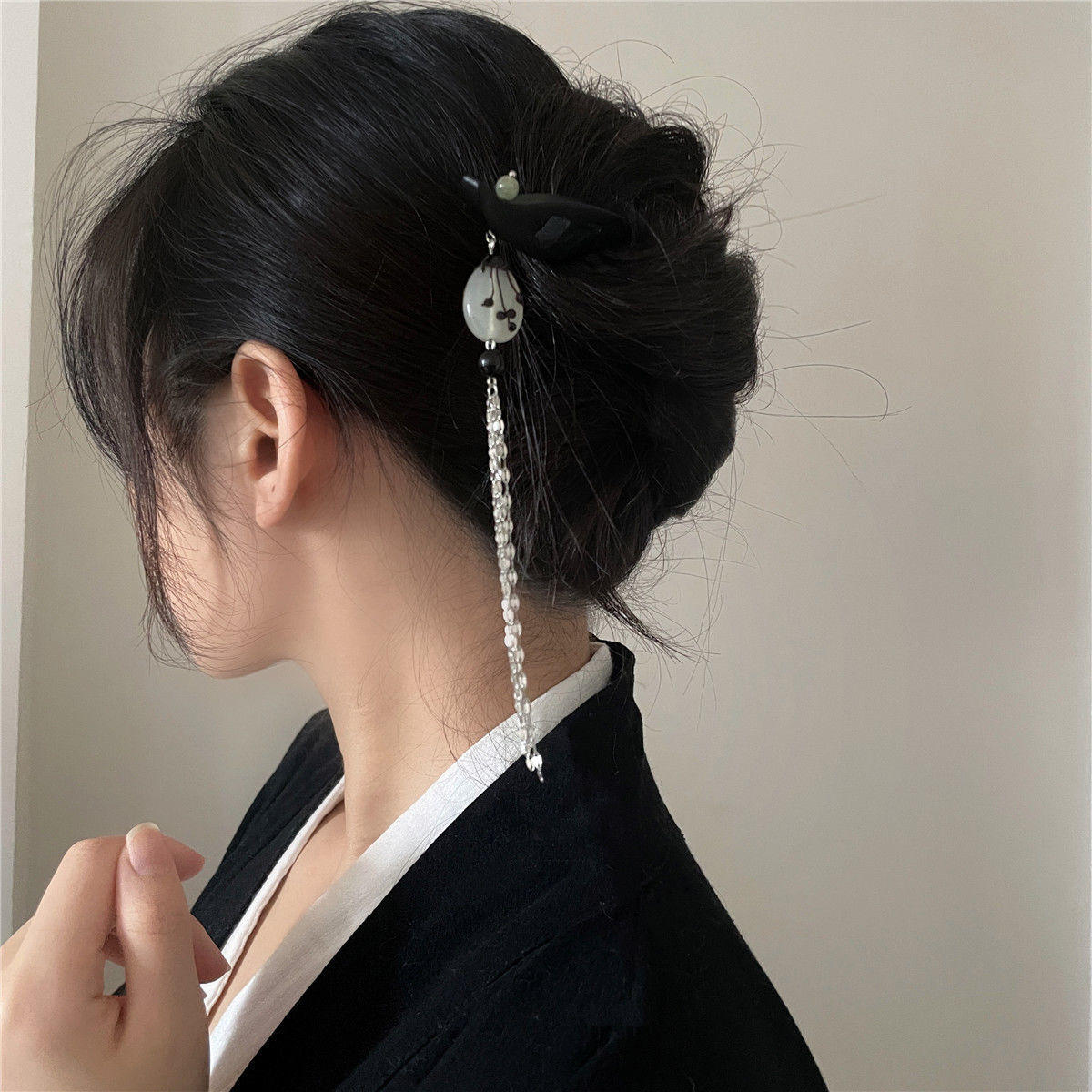 新中式木质发簪汉服古风吊坠流苏簪子小众原创设计盘头发钗头饰女