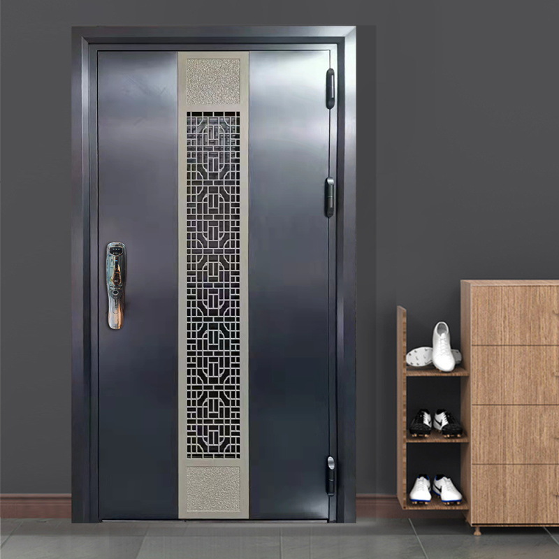 广东产不锈钢精雕铸铝门装甲防盗大门进户门豪华别墅双开门子母门