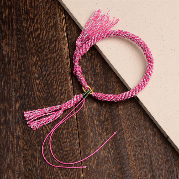 2022 TikTok Hot Thangka Rope Hand-Woven Cycle Knot Carrying Strap Semi-Finished Products All-Matching Braided Rope Bracelet Women