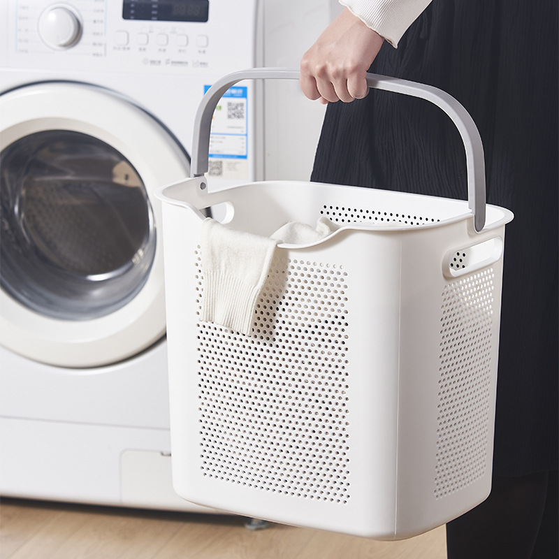 In Stock Wholesale Japanese-Style Large Portable Laundry Basket Pp Hollow Home Bathroom Storage Basket Plastic Dirty Clothes Storage Basket