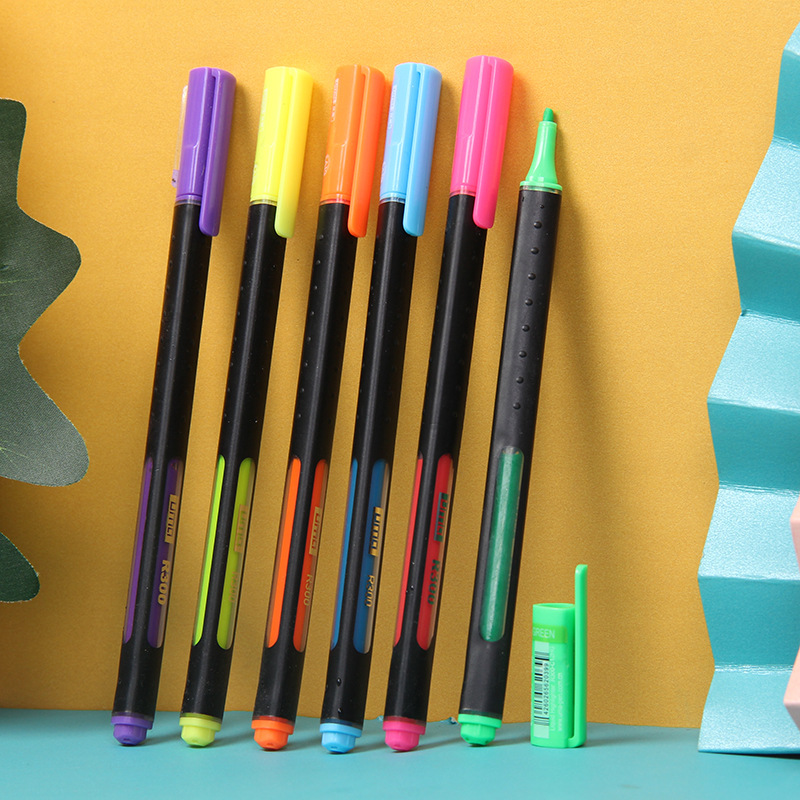 r300优麦荧光笔大容量直液式学生重点标记笔划线笔彩色涂鸦手账笔