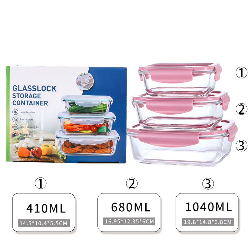 Borosilicate Glass Fresh Bowl Heat-Resistant Household Food Thermal Box Fruit and Vegetable Crisper Oven for Refrigerator