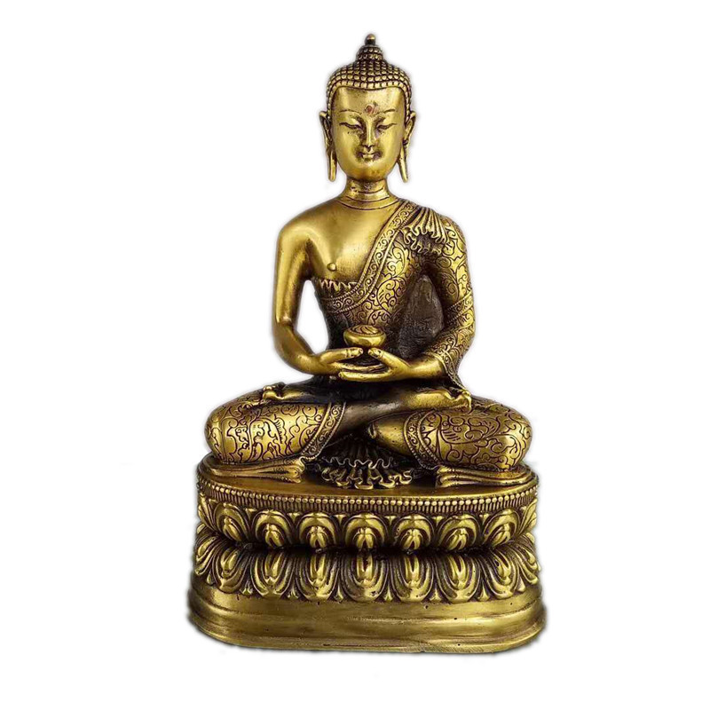 黄铜释迦摩尼佛像 黄铜释迦牟尼佛佛汉传佛祖摆件