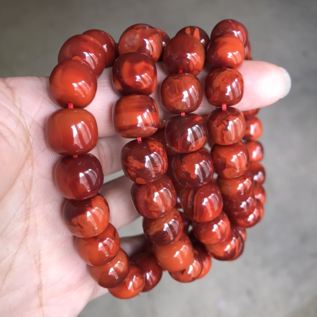 好成色川料瓦西南红满肉牛血红妖孽火焰纹老型珠手串老形手链直播