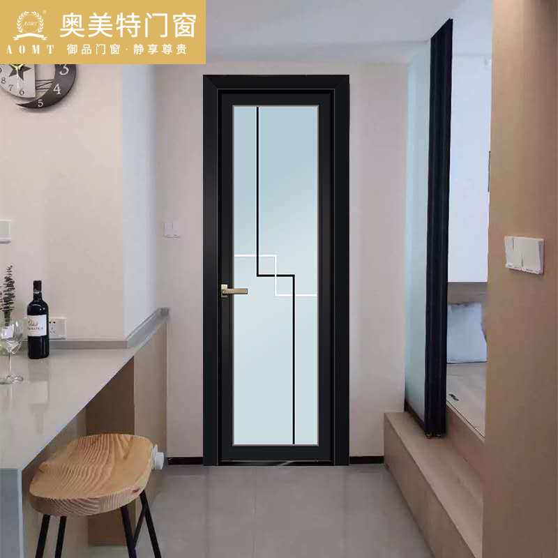 广州铝合金卫生间玻璃门家用厨房平开门窄边双包极简室内隔音门窗