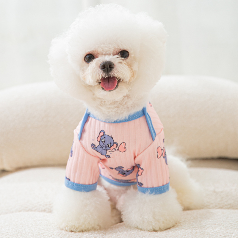22 New Puppy Dog Full Printed Elephant Bottoming Shirt Cat Thin Sweater Small and Medium-Sized Dogs Pet Clothes Wholesale