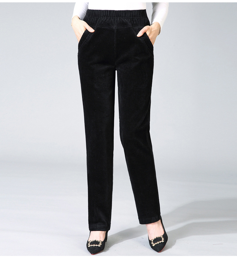 灯芯绒休闲长裤女裤秋冬加绒加厚外穿棉裤休闲宽松显瘦高腰妈妈裤