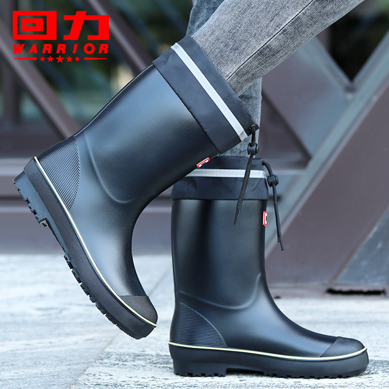 New Warrior Genuine Men's Mid-Calf Professional Fishing Boots Thick PVC Men's Waterproof Non-Slip Stylish Water Shoes Spot