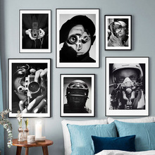 黑白照片摄影装饰画客厅餐厅饭厅复古人物组合挂画样板房小众壁画